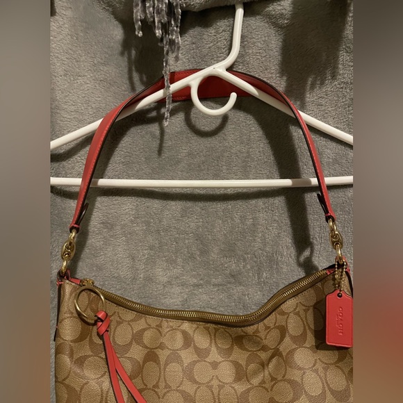 Genuine Coach Signature Skylar Hobo Khaki Poppy Large Purse/handbag - Picture 5 of 13